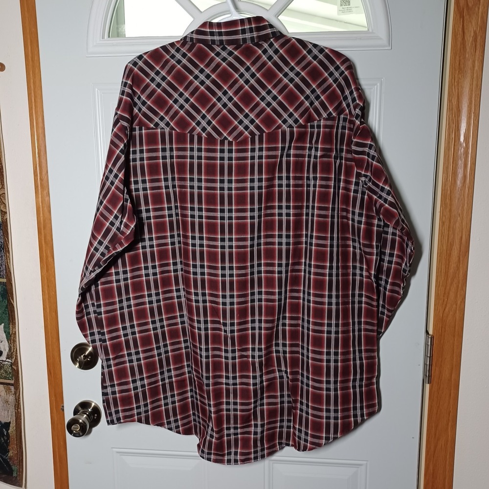 Ely Cattleman Men's Western Maroon Plaid Pearl Snap Cowboy Shirt Size XL - Picture 4 of 10
